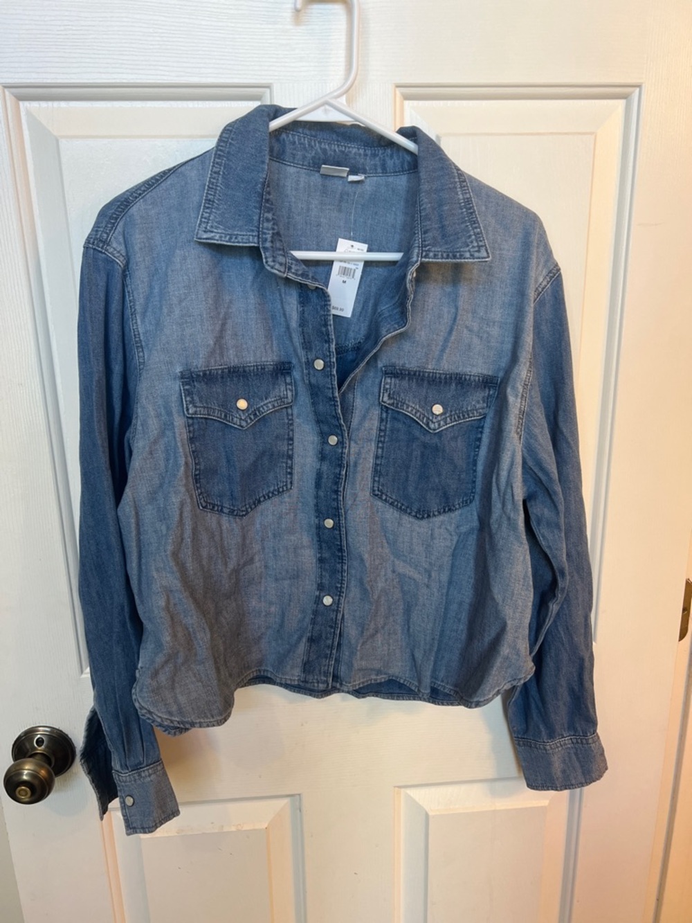 GAP Denim Button-Down Shirt Jacket in Light Blue